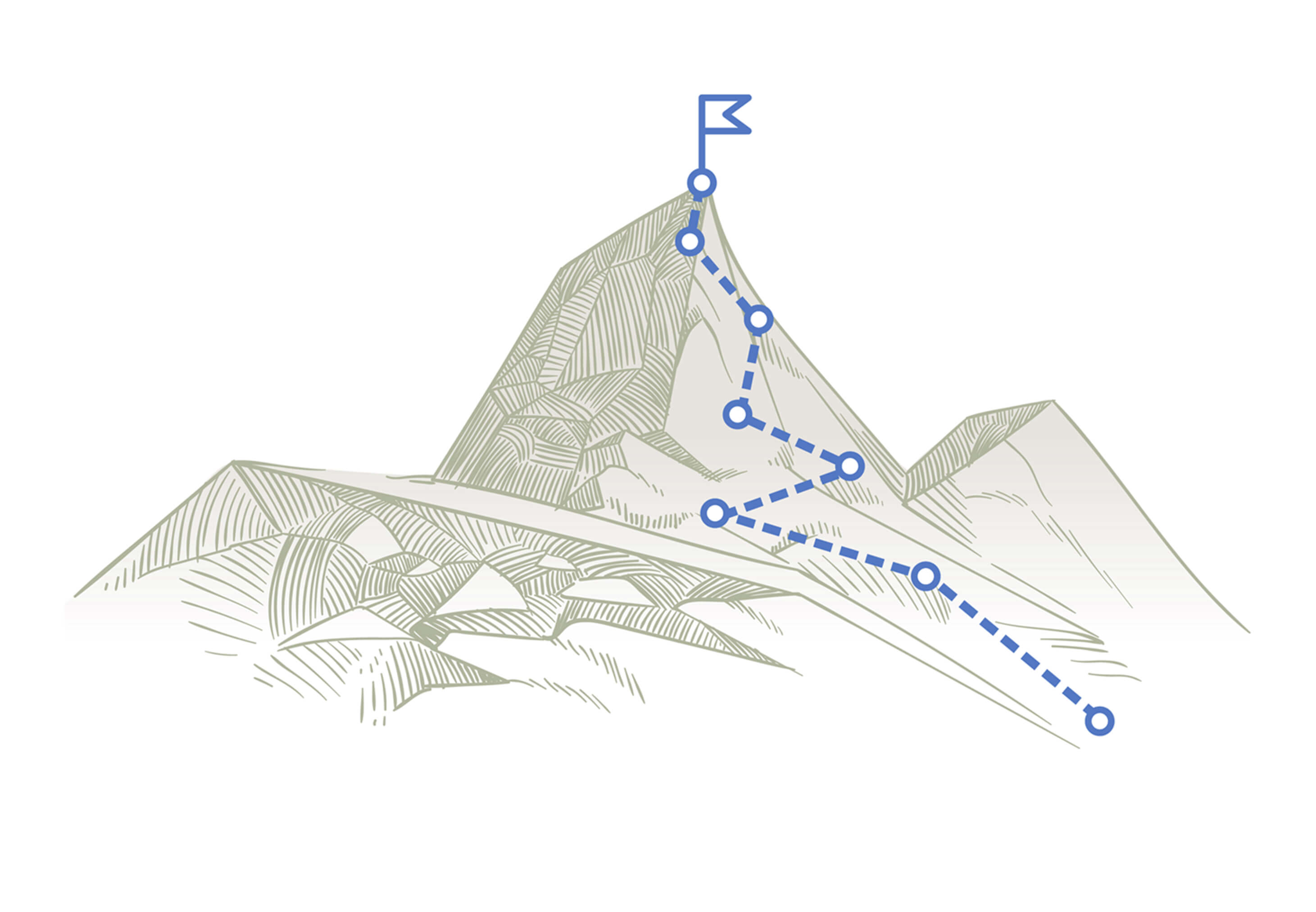 Drawing of mountain with route to the summit
